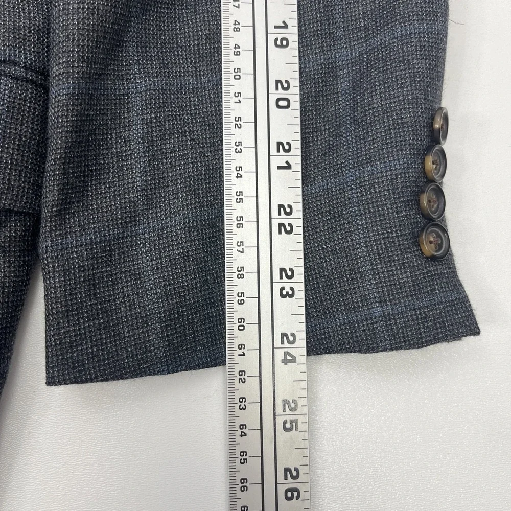 Brooks Brothers 1818 Fitzgerald Blazer 50L Gray Blue Windowpane Wool Sport Coat